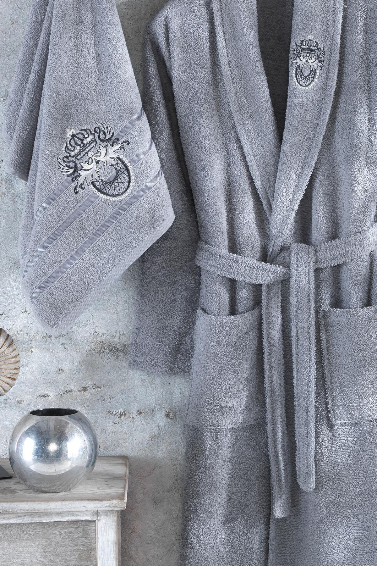 Arya 2 Piece Embroidered 100% Cotton Bathrobe Set - Swordslife