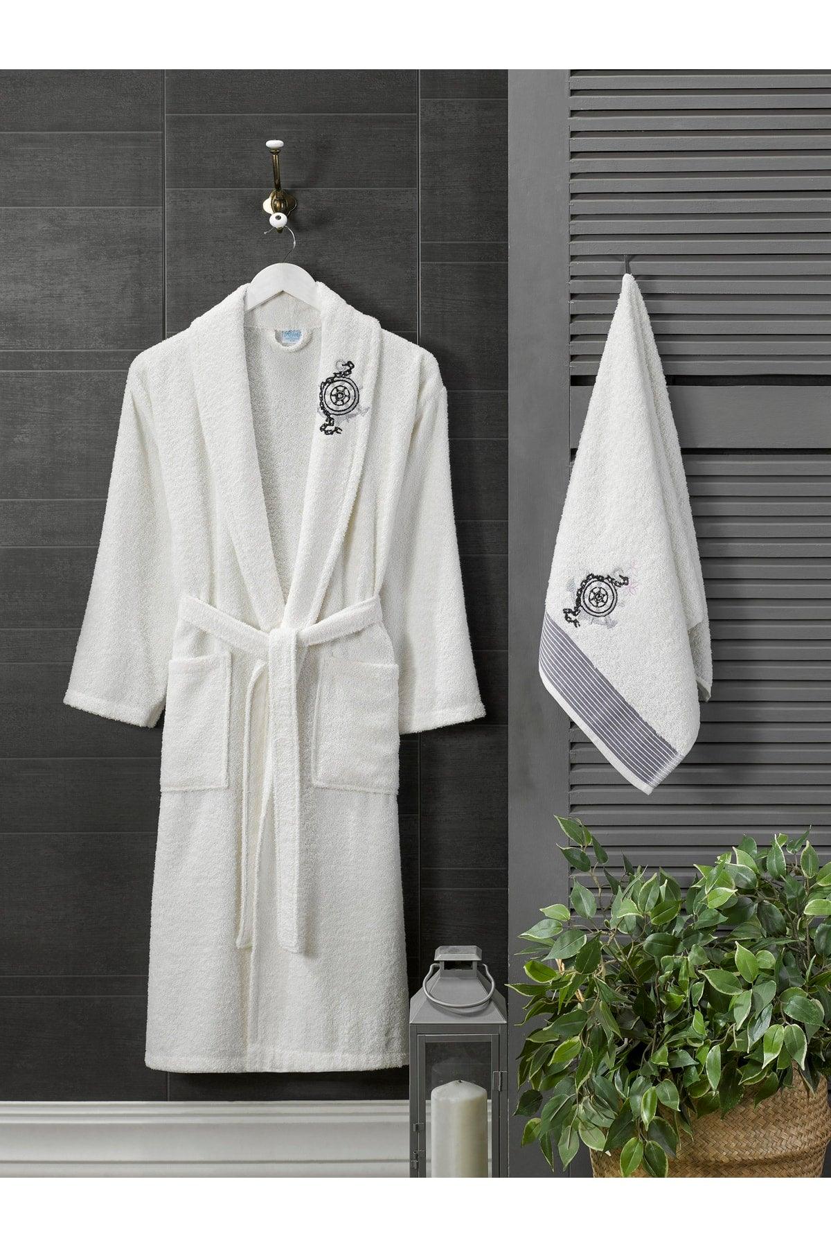 100% Cotton Embroidered Head Towel Bathrobe Set of 4 - Swordslife