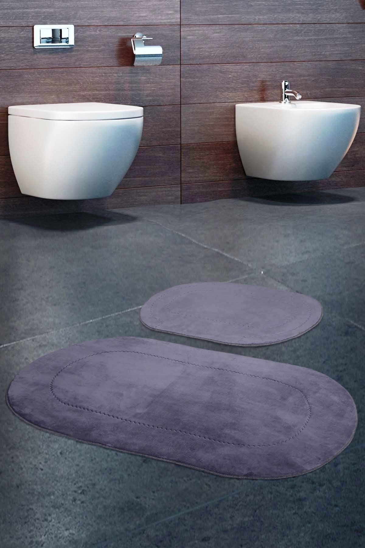 Rixos Gray 2 Pcs Bathroom Carpet Mat Set Non-Slip Toilet Seat Set - Swordslife