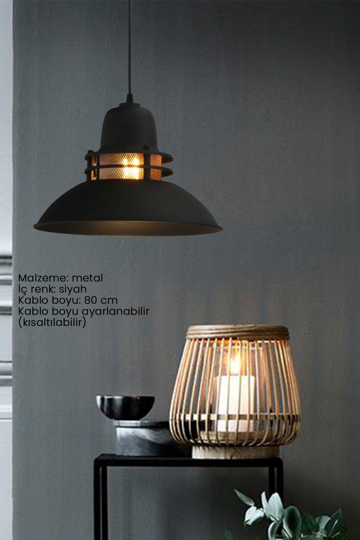 Lantern Black Chandelier Single Pendant Lamp Kitchen Children's Room Living Room Desktop Lamp Lighting Models