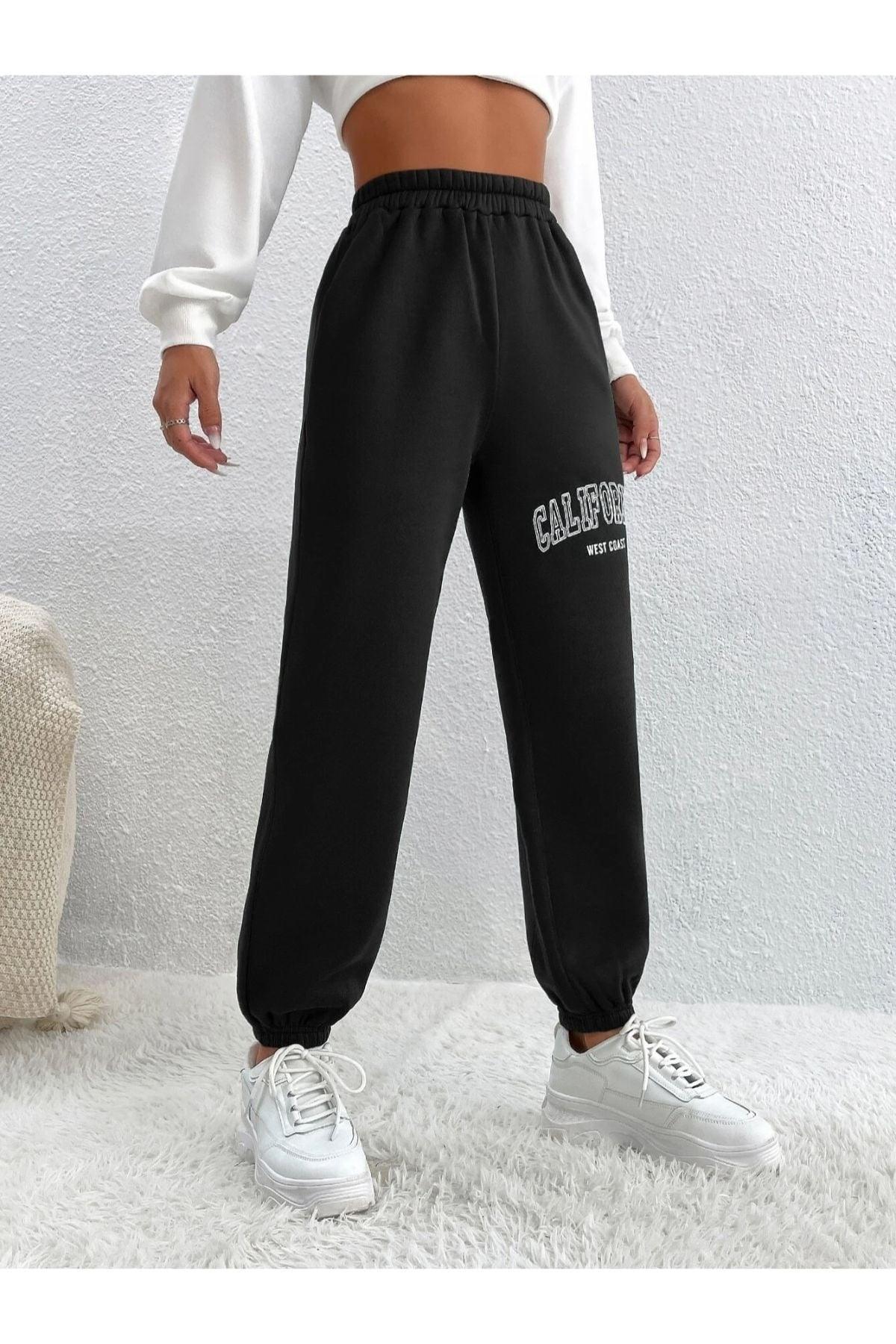 Foxskin Black Women's California West Coast Printed Summer Sweatpants - Swordslife