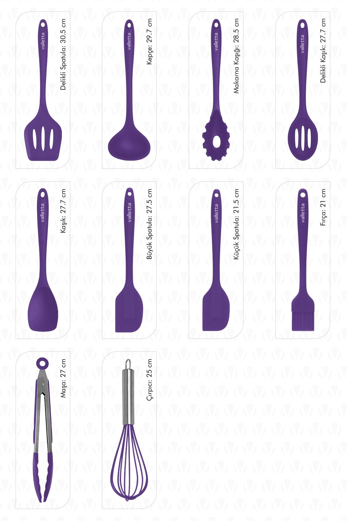 Salvatore Heat Resistant Fireproof Nonstick Silicone Spatula Set 10 Pieces Purple