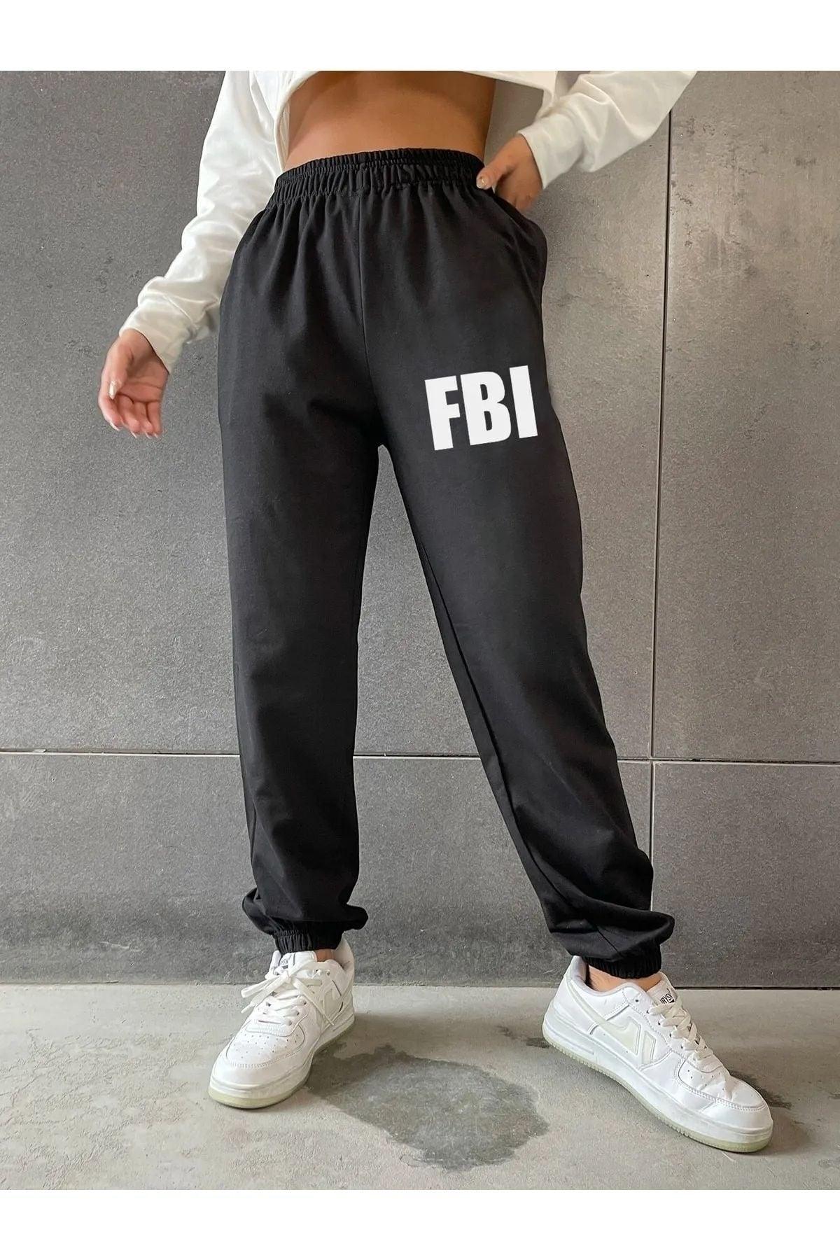 Foxskin Black Women's FBI Printed Summer Sweatpants - Swordslife