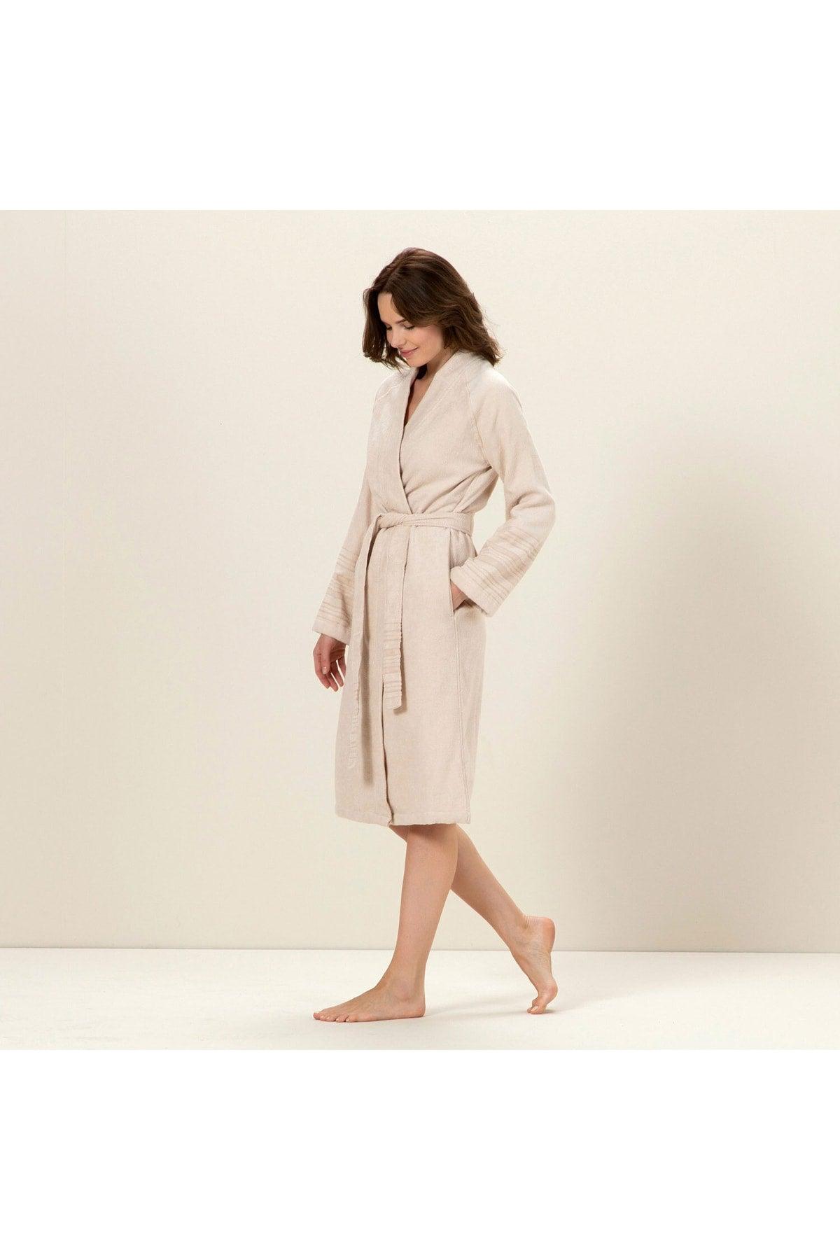 Deep Unisex Bathrobe Beige/sage - Swordslife