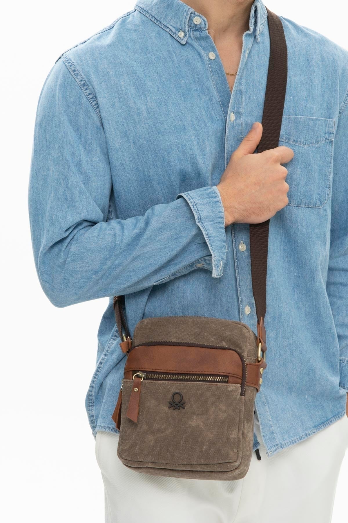 Benetton Men's Crossbody Bag Brown Bnt1013