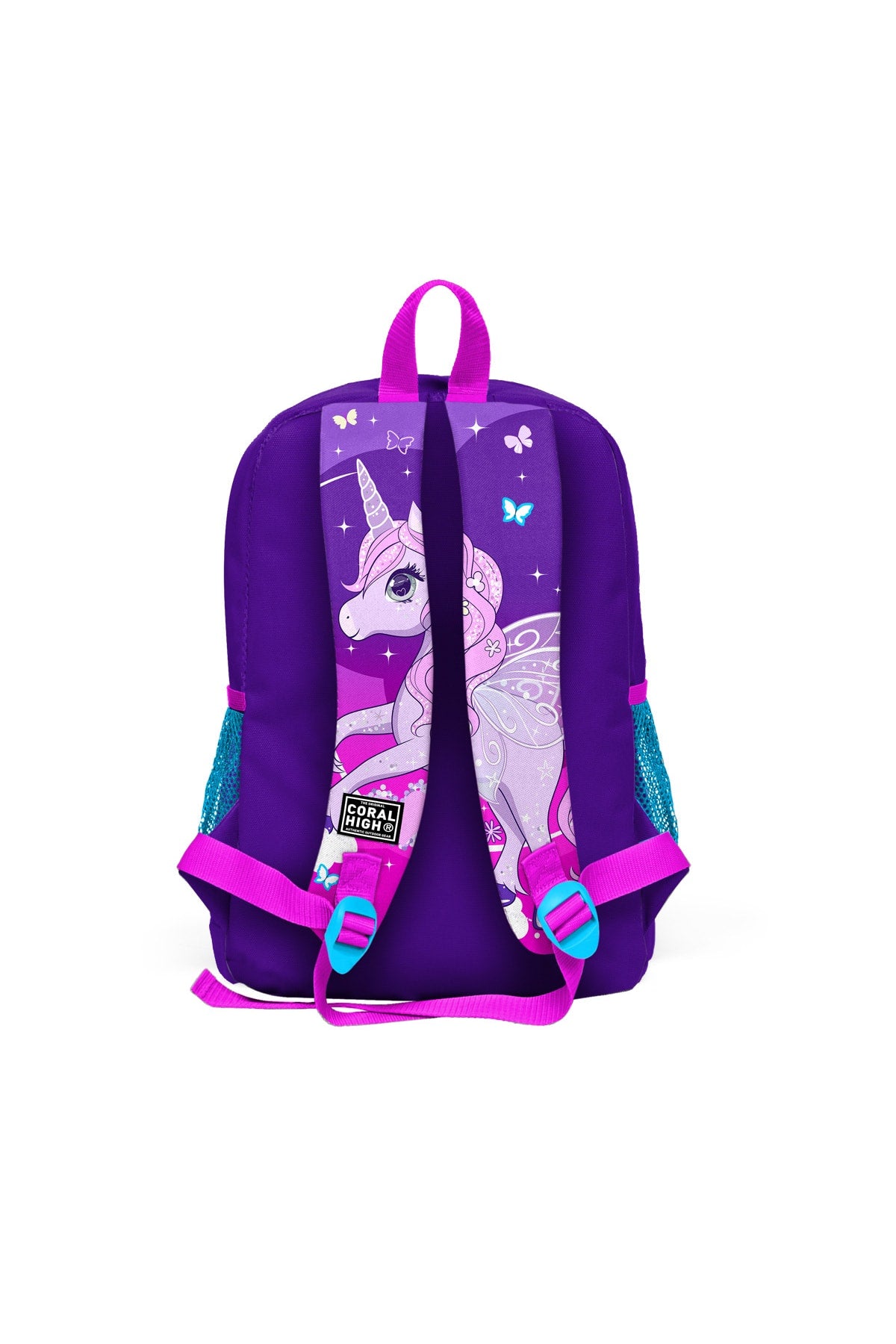 Kids Four Compartment Purple Blue Unicorn 3 Pcs School Bag Set