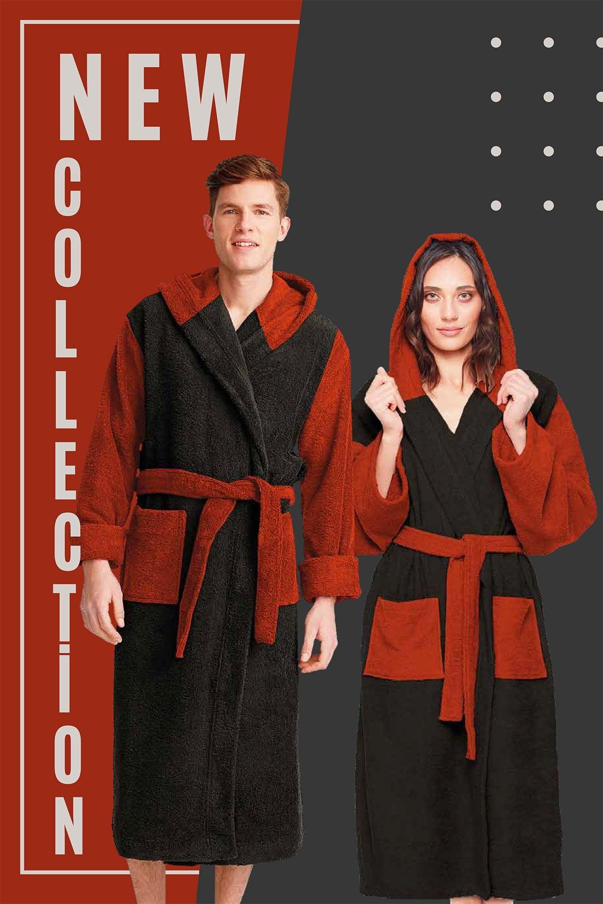 Royal Women - Men Bathrobes Hooded Anthracite Tile - Swordslife