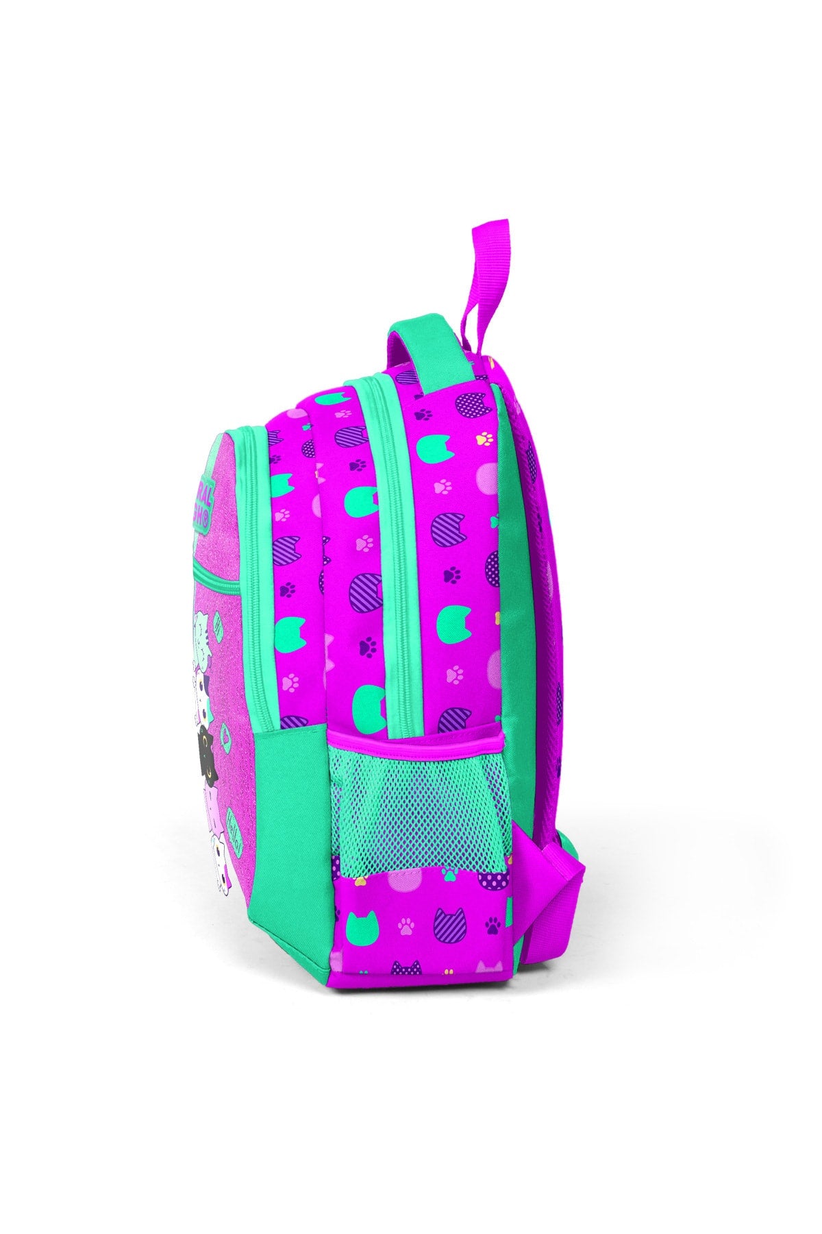 Kids Pink-water Green Three Compartment School Bag 23490