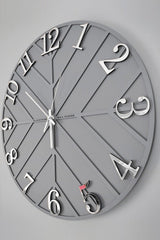 - Diagonal Lines - Gray & Silver - 50cm Wall Clock - Swordslife