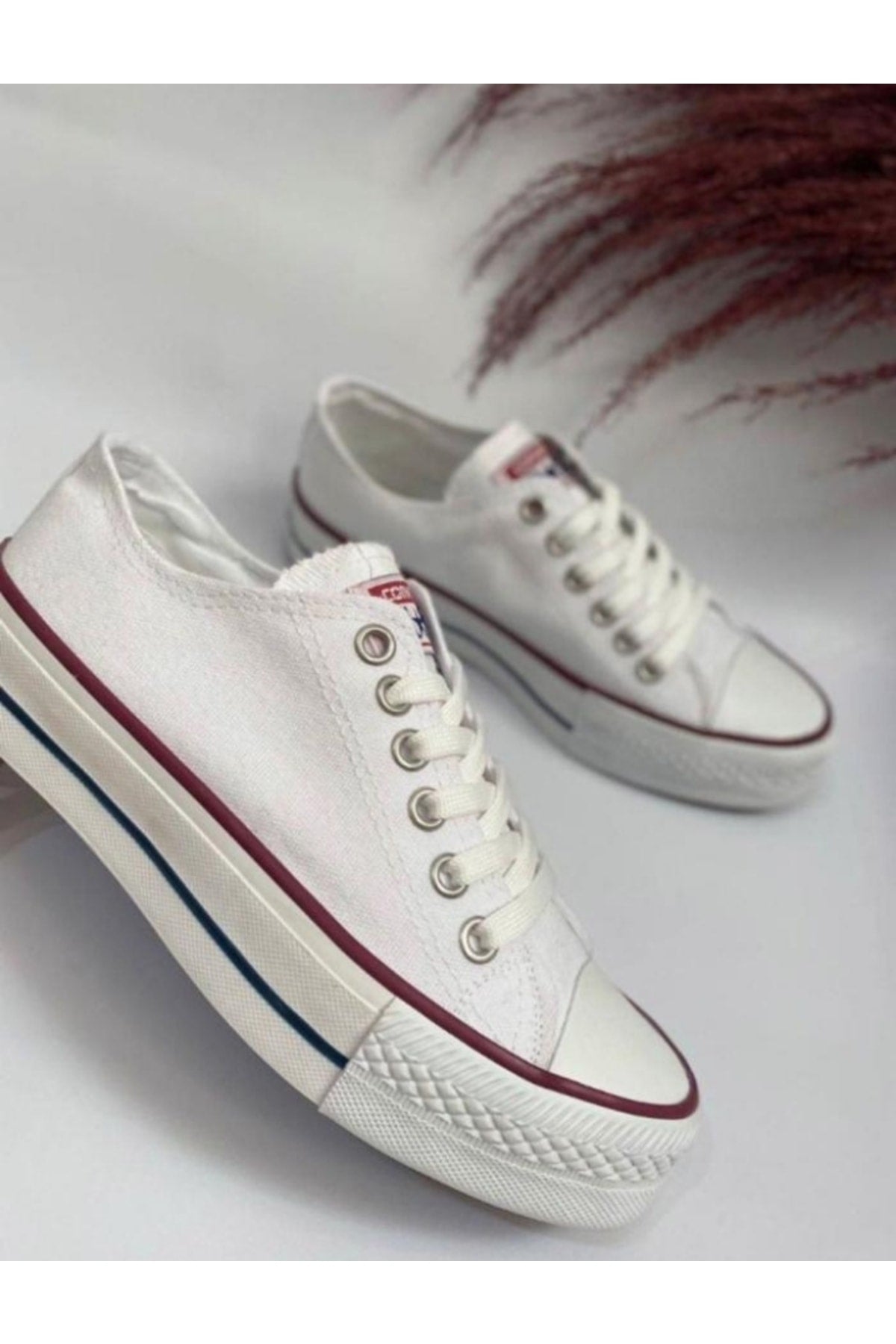 White Short Linen Converse Shoes