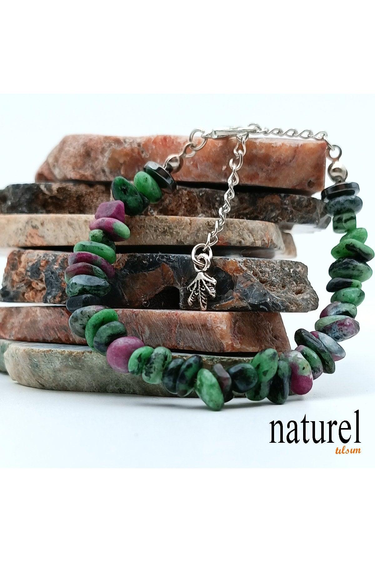 Natural Stone Anyolite Women's Bracelet - Broken Natural Stone - Gift Bracelet - Swordslife