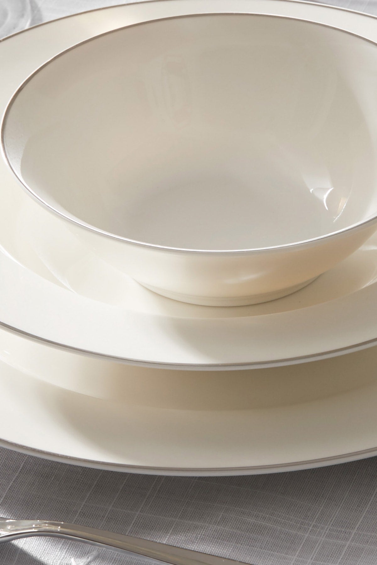 Lexi New Bone 56 Pieces Dinnerware Set for 12 People Platinum