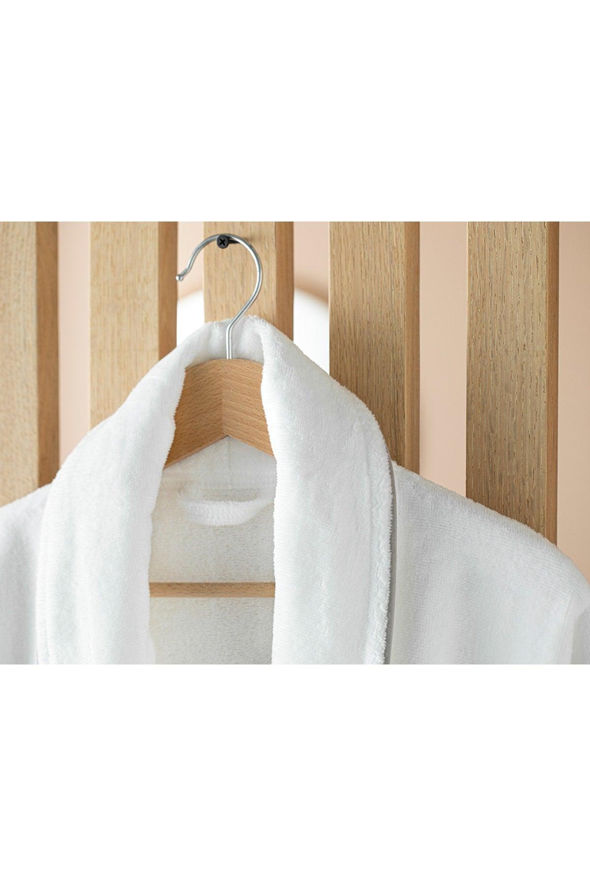 Premium Velvet Bathrobe Cotton Piping Bathrobe Sm White - Gray - Swordslife