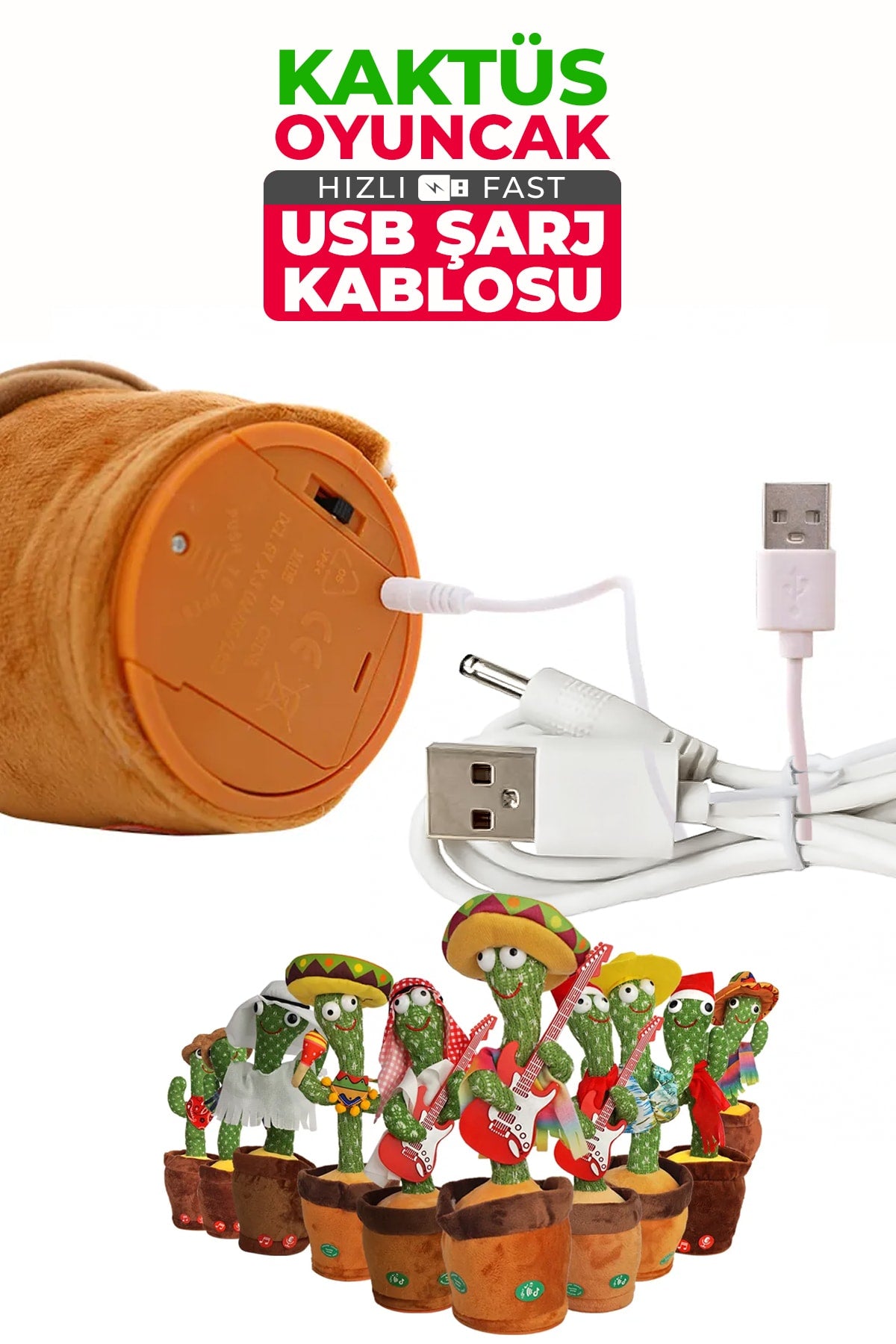 Talking Dancing Cactus Toy Usb Cable