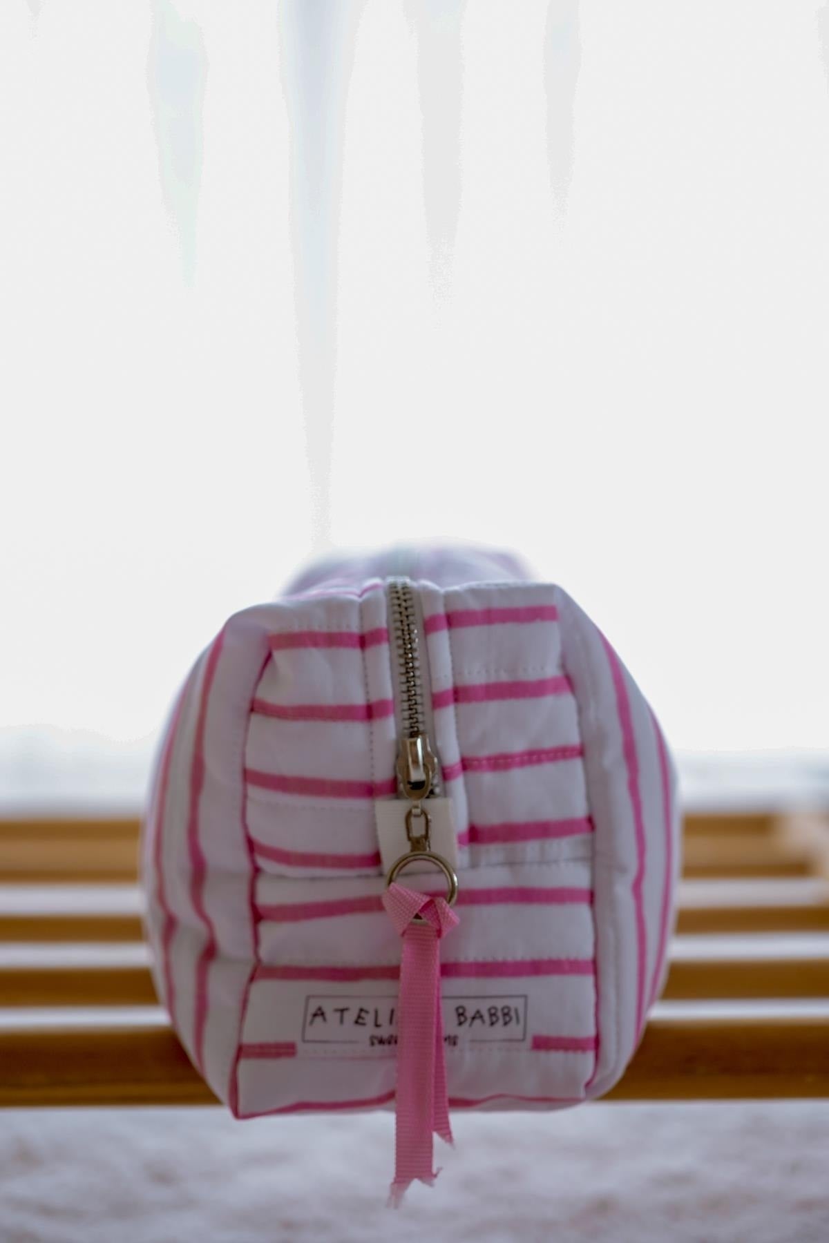 Atelier Babbi Care Bag - 100% Organic Cotton - Pink Striped