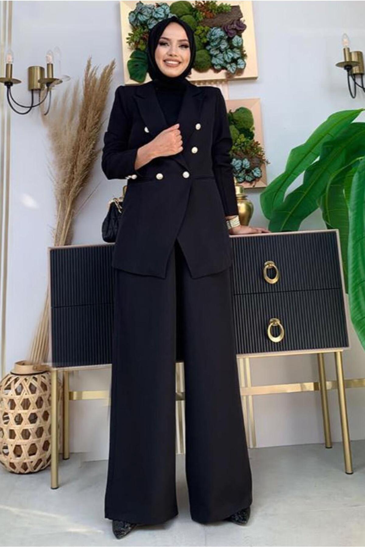 Women's Black Classic Pants Suit T 2038 - Swordslife