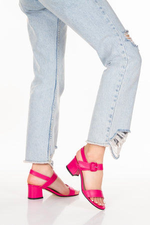 Women'S Casual Fuchsia Heeled Sandals