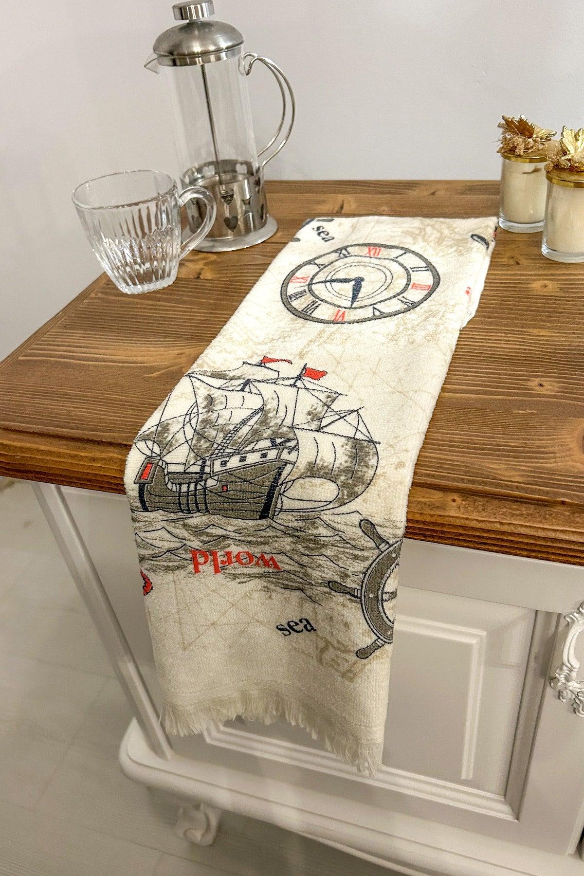 5 Pcs Fringed Cotton 40x60 Cm Printed Towel Set Hand Face Kitchen Towel Soft Patterned Water Absorbent Set - Swordslife