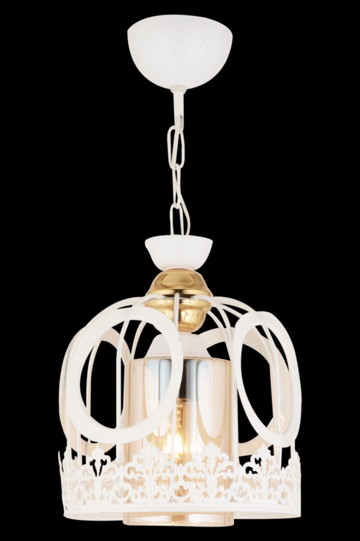 Single Lace White Modern Downward Facing Chandelier