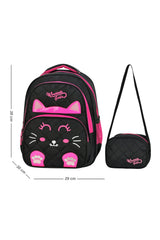 Black Pink Cat Girl Kid School Bag Sold With Lunch Box