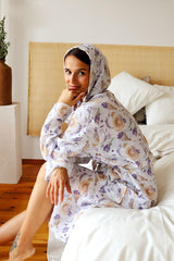 Adult Patterned Muslin Bathrobe Special Design 100% Cotton 2 Layers Double Sided Hooded - Swordslife