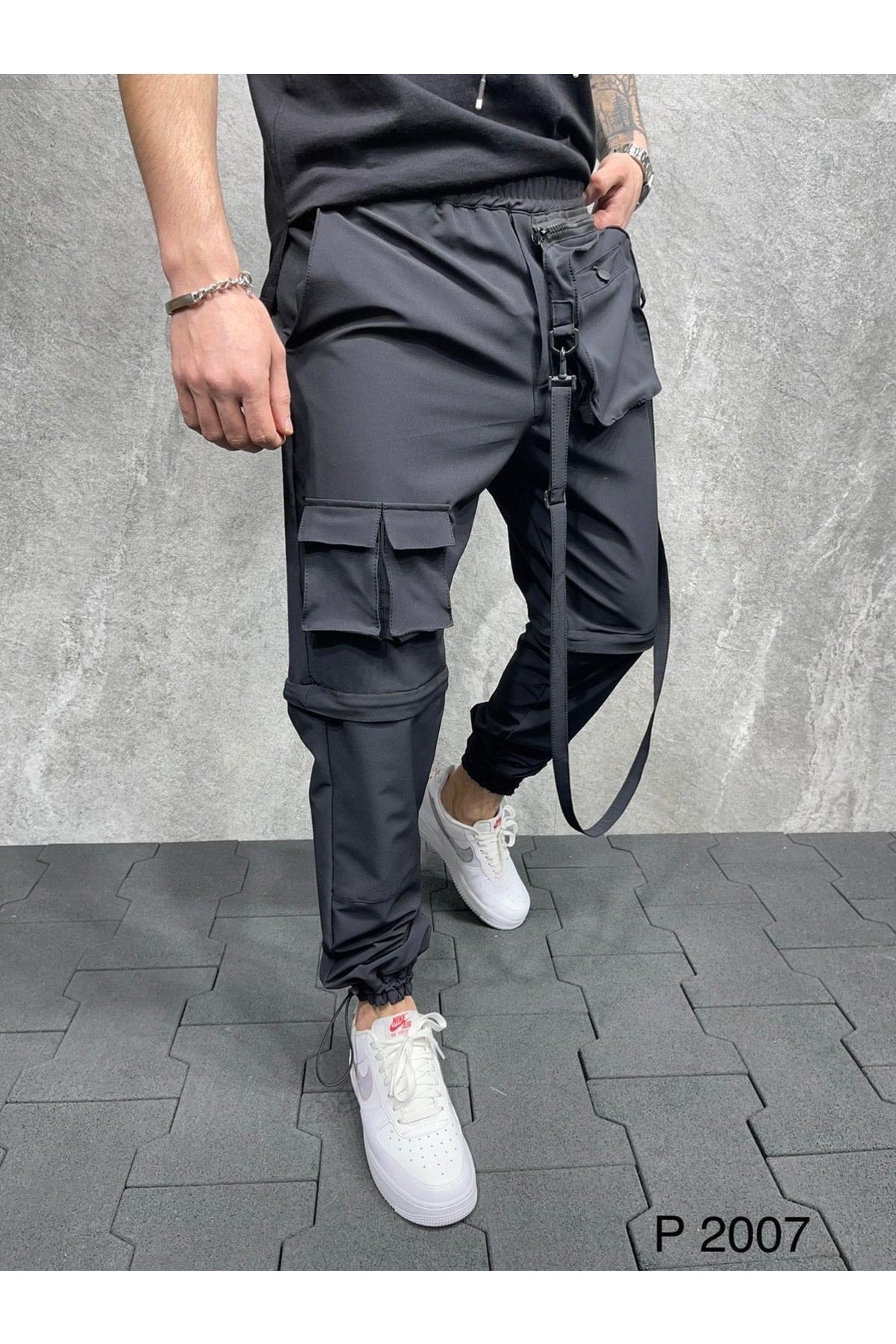 Men's Black Bag Accessory Trousers+tshirt