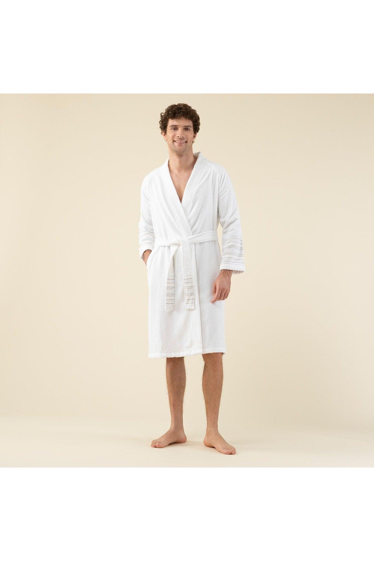 Deep Unisex Bathrobe White/light Blue - Swordslife