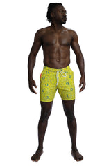 Men's Patterned Yellow Sea Shorts