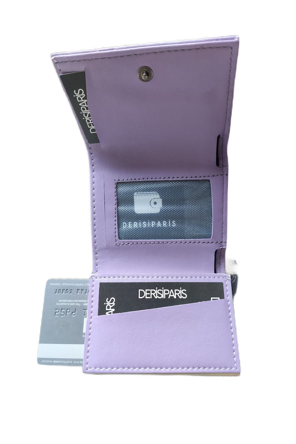 Lilac Leather Card Holder Wallet with Faux Leather Mechanism Portfolio