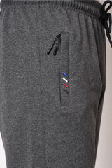 Anthracite Men's Zipper Pocket Embroidery Detail Straight Leg Relaxed Cut Sweatpants