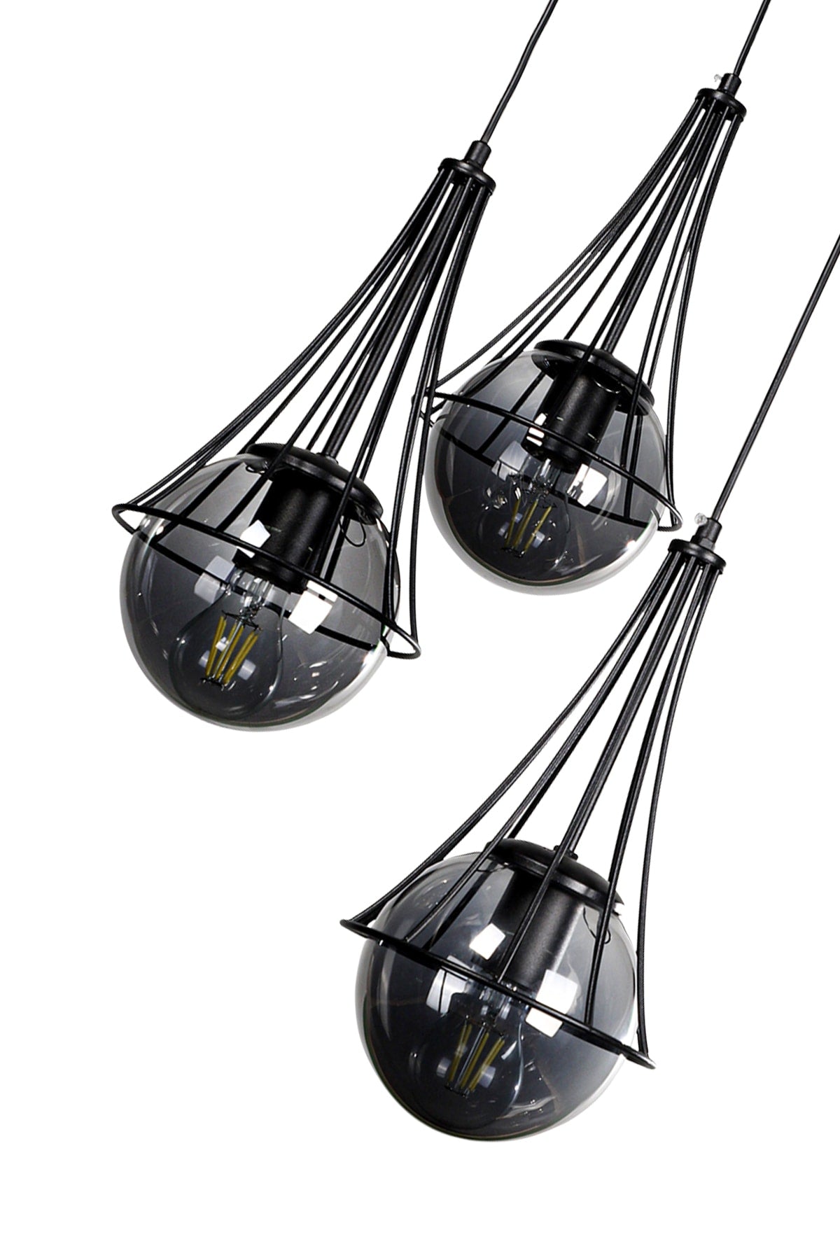 Lapis 3rd Black-smoked Globe Glass Chandelier