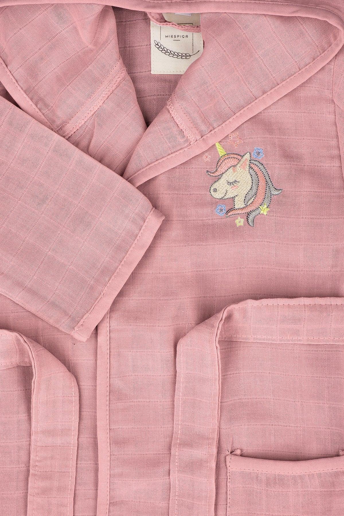 Unicorn Embroidered Kids Muslin Bathrobe - Swordslife