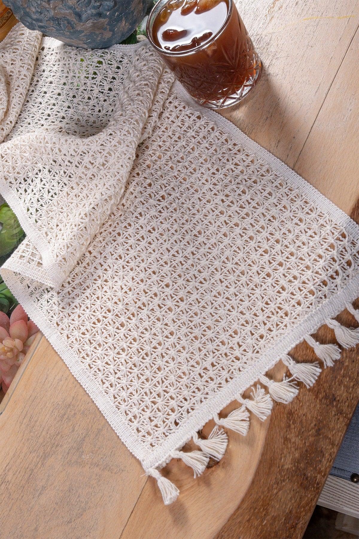 Cotton Full Lace Cream 30x150 Cm Runner Table Cloth - Swordslife