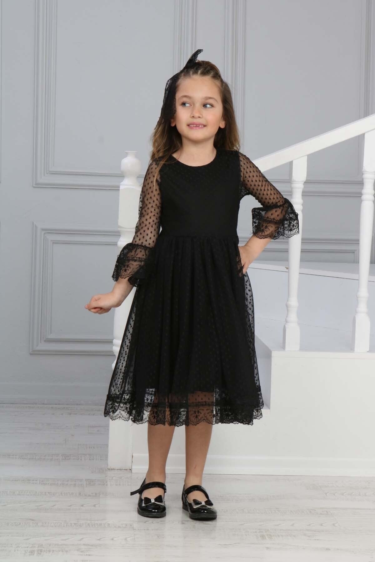 Girls` Evening Dress Girls` Tulle Lace Dress Girls` Dress Girls` Buckled Dress