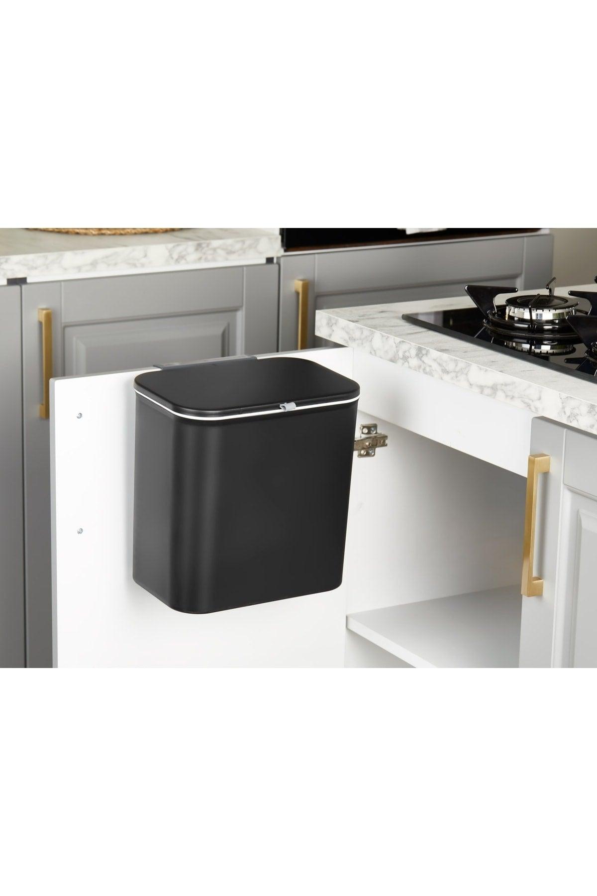 Arispa Origa Functional Bathroom And Kitchen With Lid Countertop Trash Can With Cabinet And Wall Attachment 15 Lt - Swordslife