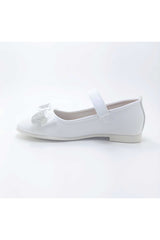 Girl's Stone Bow White Orthopedic Flats