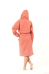 100% Cotton Hooded Towel Curl Adult Bathrobe Terracota - Swordslife