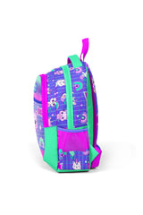 Kids Water Green Lavender Unicorn Cat Pattern Three Compartment School Backpack 23478