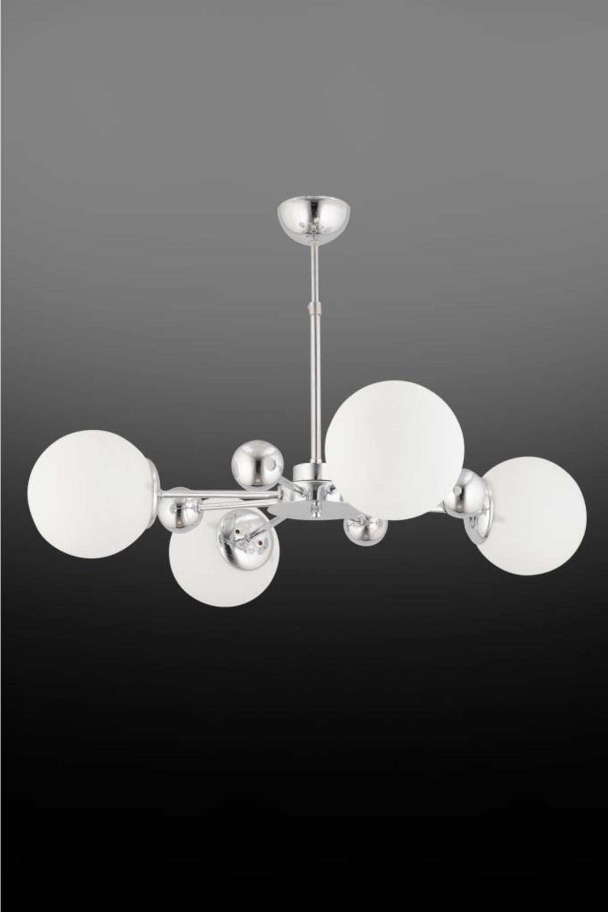 Nairobi 4-Piece Silver White Globe Glass Chandelier