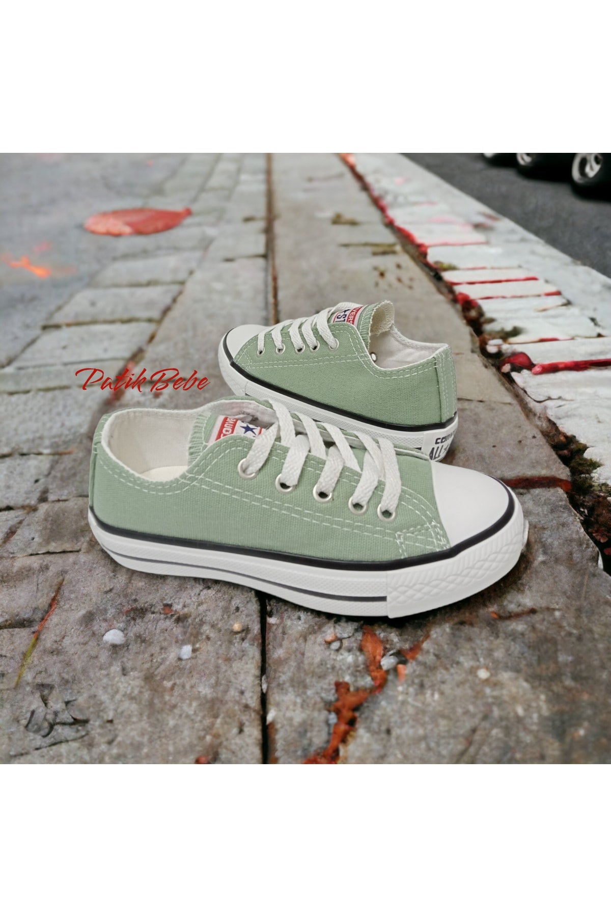 Pistachio Green Short Linen Converse Shoes