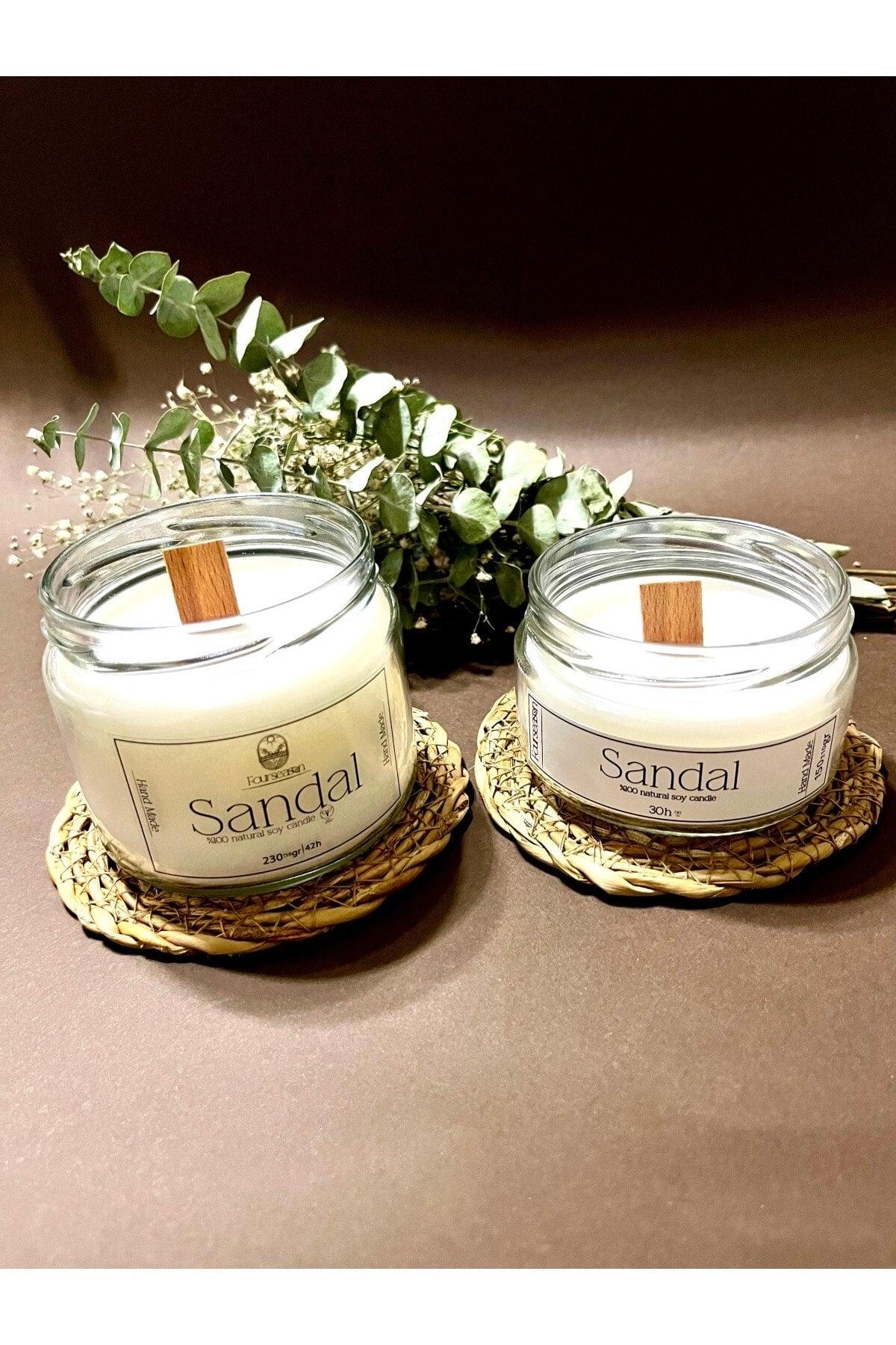 Handmade Aromatherapy Sandal Scented Soy Wax in Decorative Glass Jar 100% Soy Wax 230 Gr - Swordslife