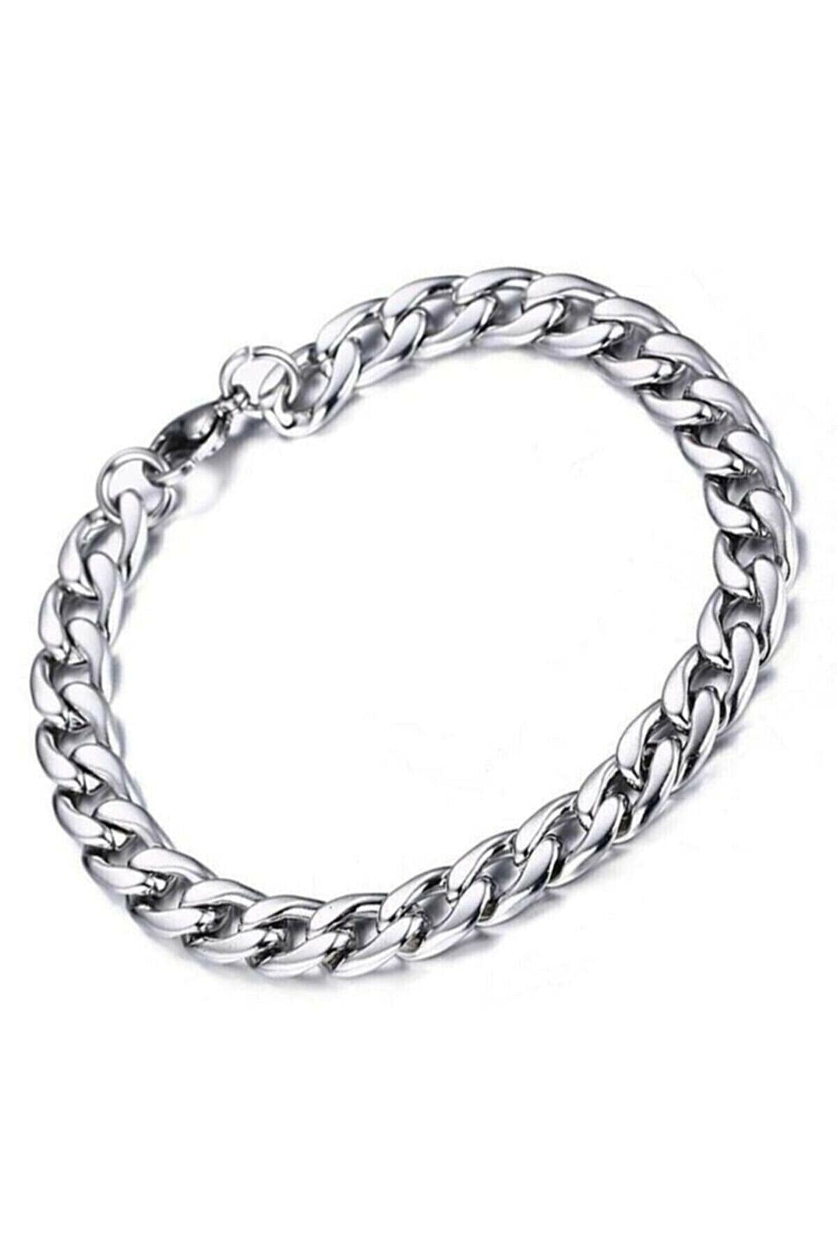 Gurmet Classic Non Tarnish Silver Men's Steel Bracelet