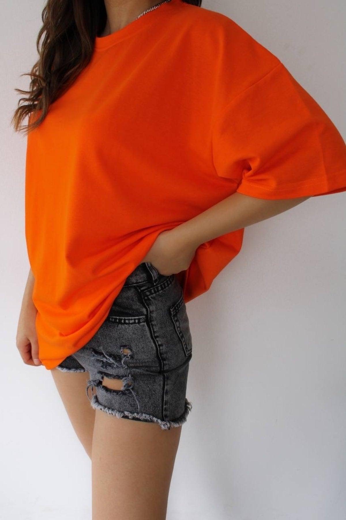 Unisex Cotton Orange Crew Neck Oversize If It Is Tight Fit, Return It - Swordslife