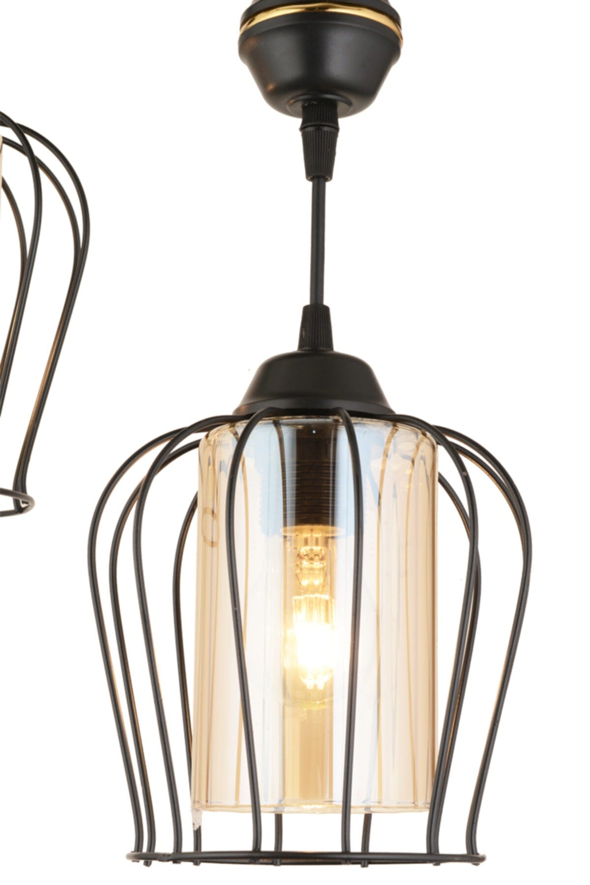 Parachute Pendant Lamp Black 3-Piece Modern Downward Facing Chandelier