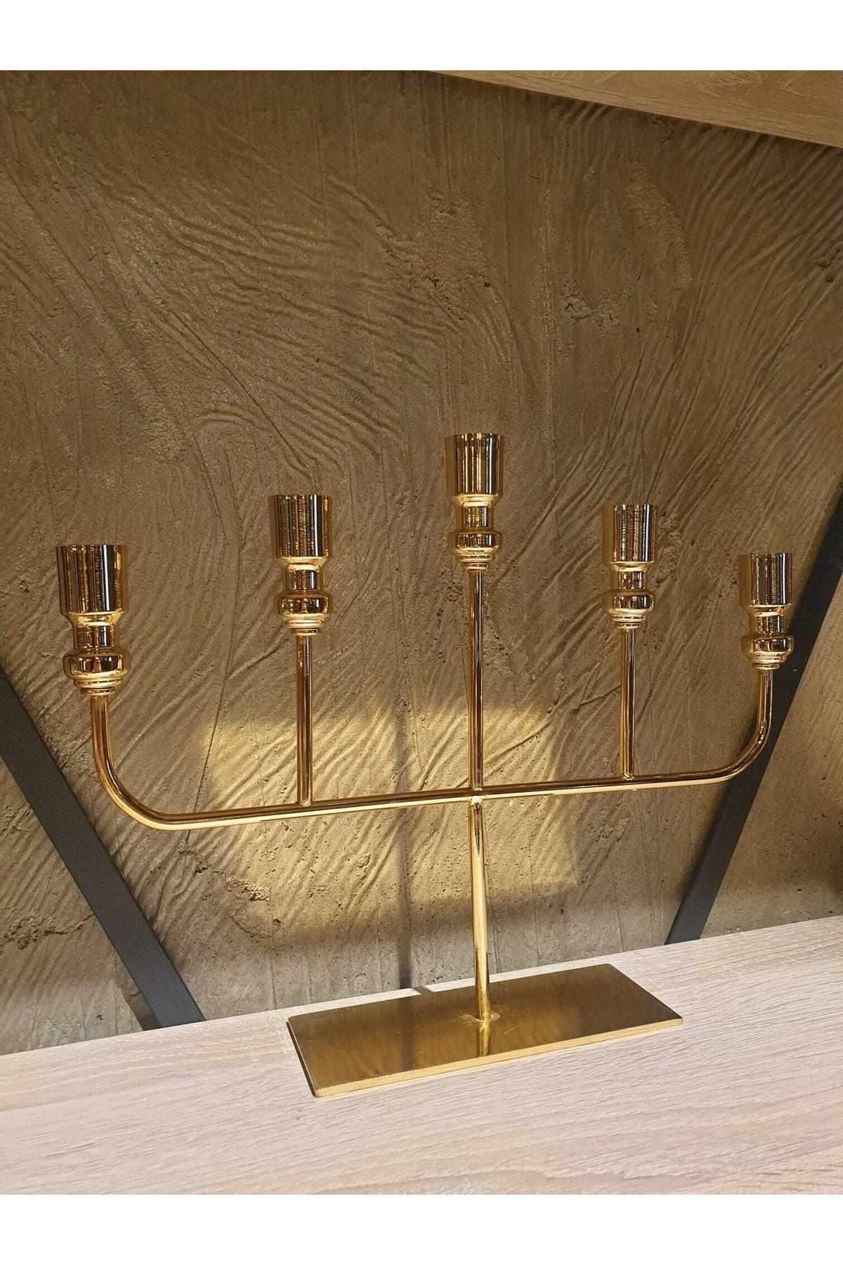 Laura Gold Plated 5 Lux Candlestick - Swordslife