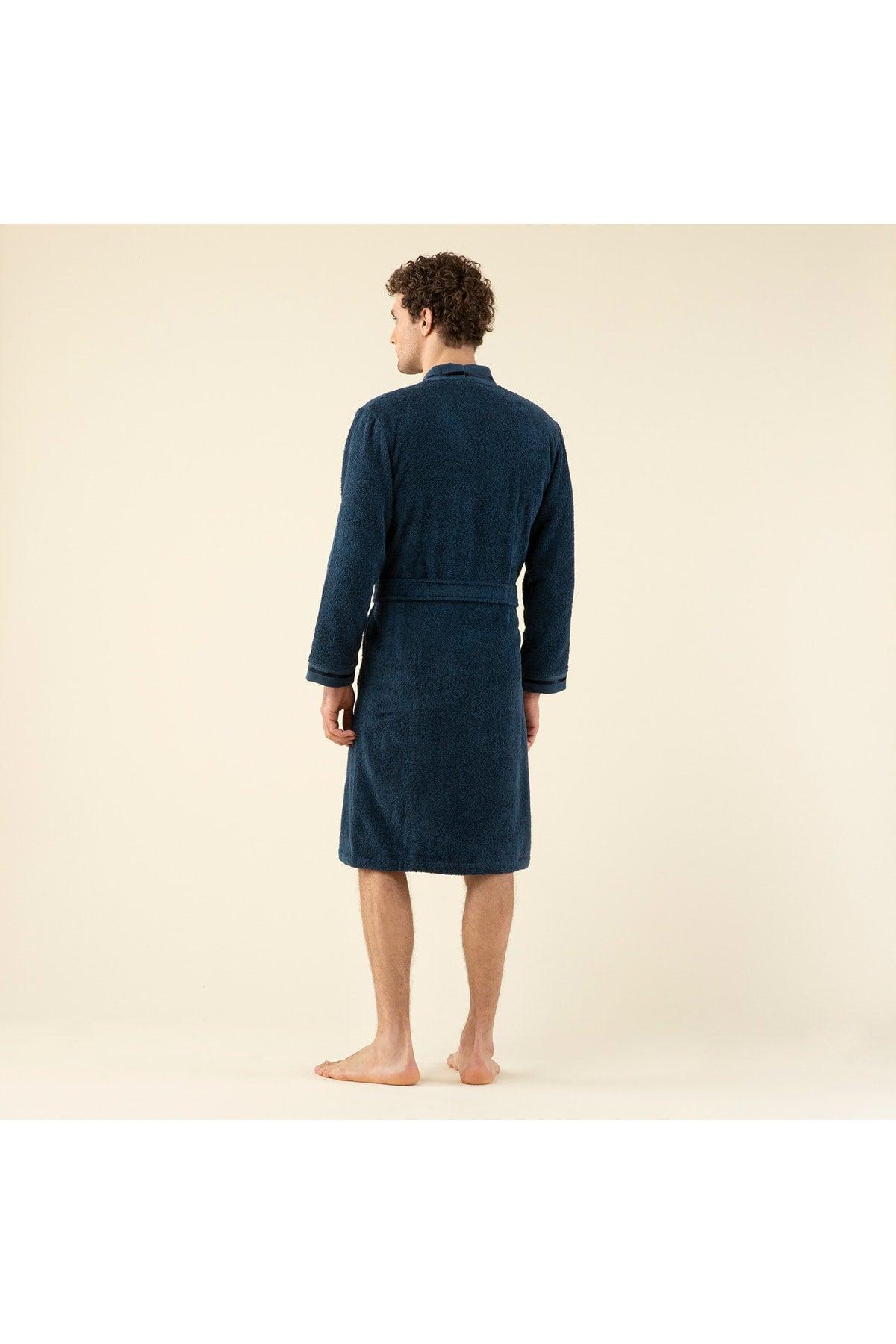 Chic Men's Bathrobe Marine Blue - Swordslife