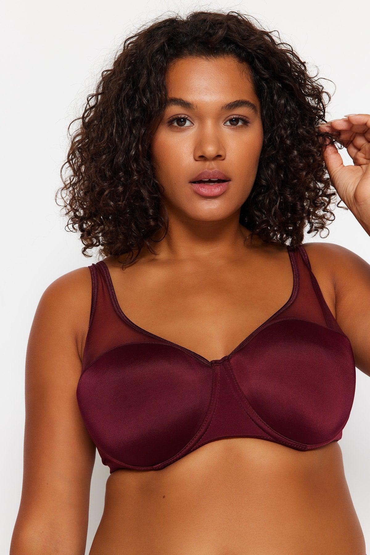 Claret Red Mesh Detailed Contouring Bra TBBAW23CW00004 - Swordslife