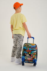 Kids Black Blue Graffiti Patterned Child Suitcase 16760