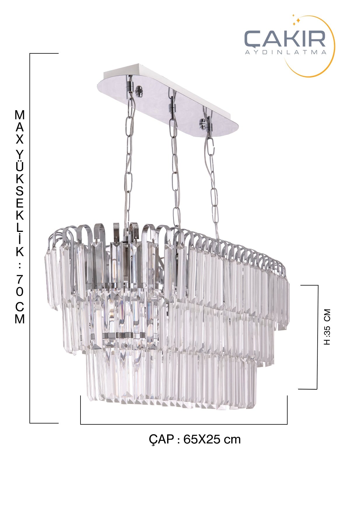 Waterfall Ellipse Silver Pendant Lamp Chandelier