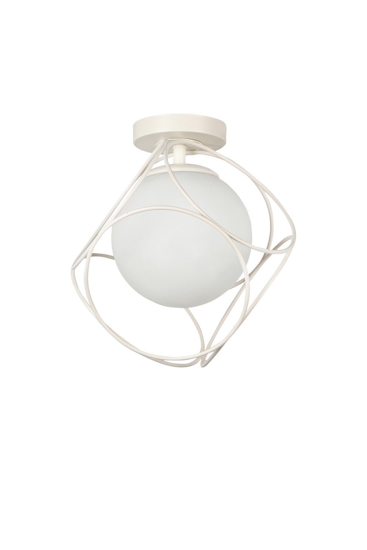 Suna Single White-white Glass Ceiling Mount Chandelier